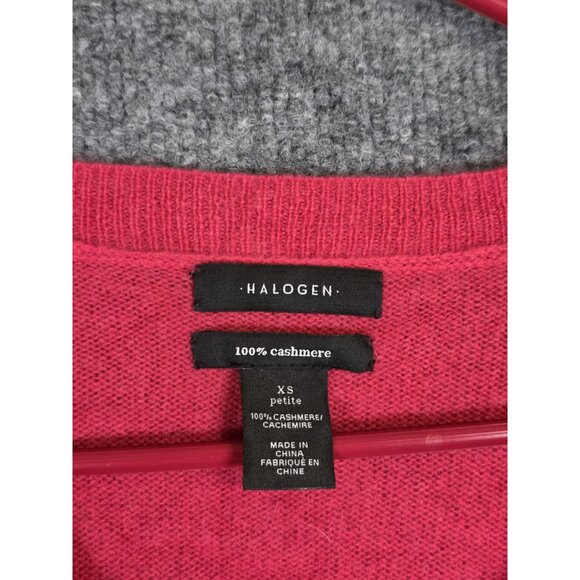 Halogen Sweater Womens XS Petite Red 100% Cashmere V Neck Long Sleeve Pullover - Picture 4 of 10